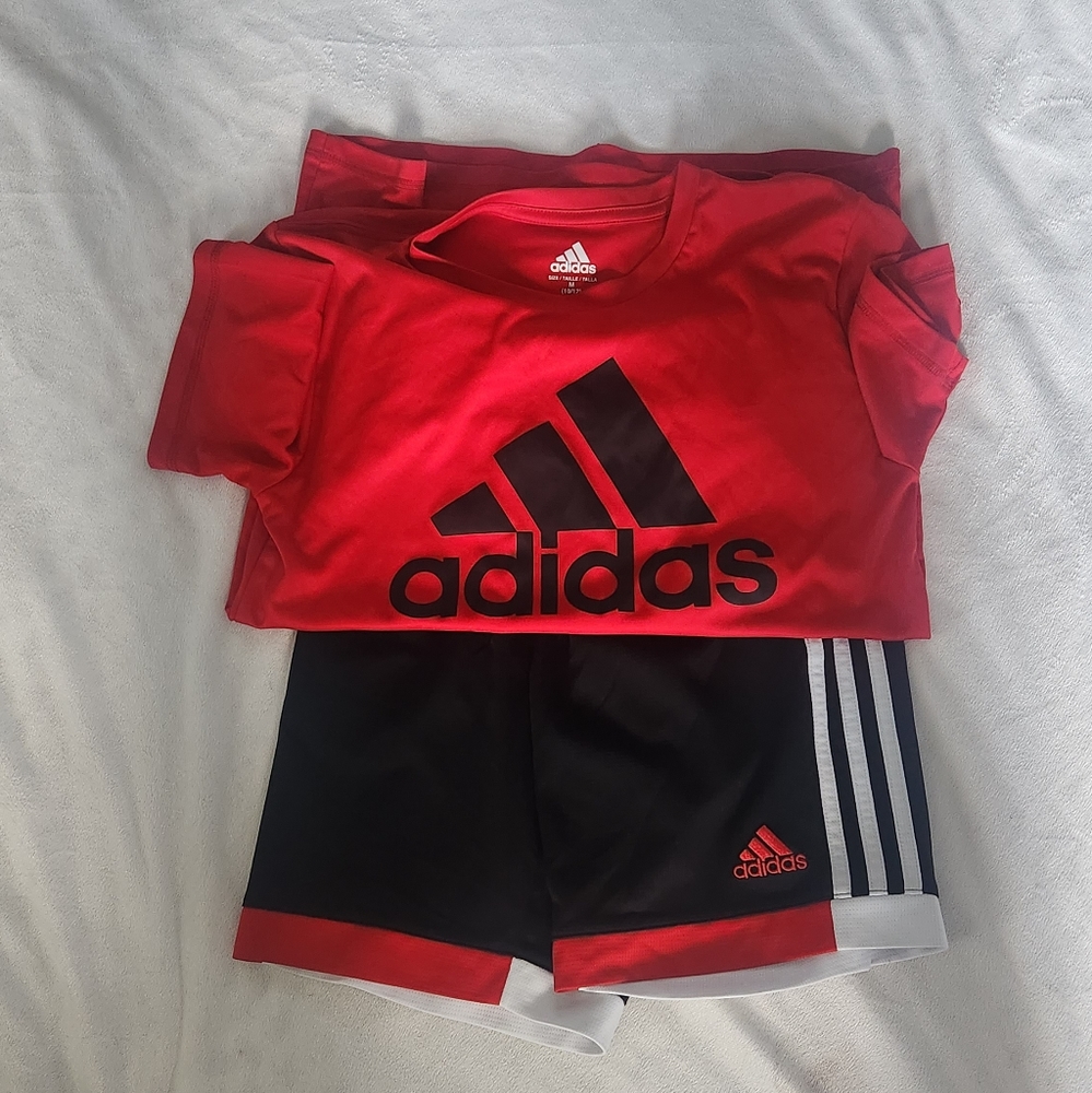Boys Adidas active shirt and shorts YM